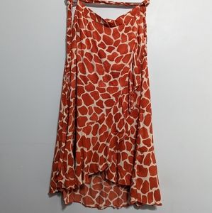 Tall Giraffe Print Flounce Wrap Maxi Skirt